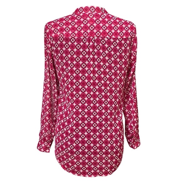 Kut From The Kloth Sinclaire 70s Floral Sheer Button Blouse Size XS Pink - Picture 3 of 7